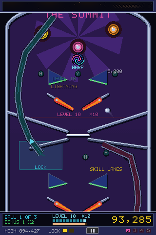 Hyperdrive: the ball spirals into the summit vortex and dives down the table into a new world