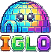 IGLO Games logo: a colourful pixel-art igloo